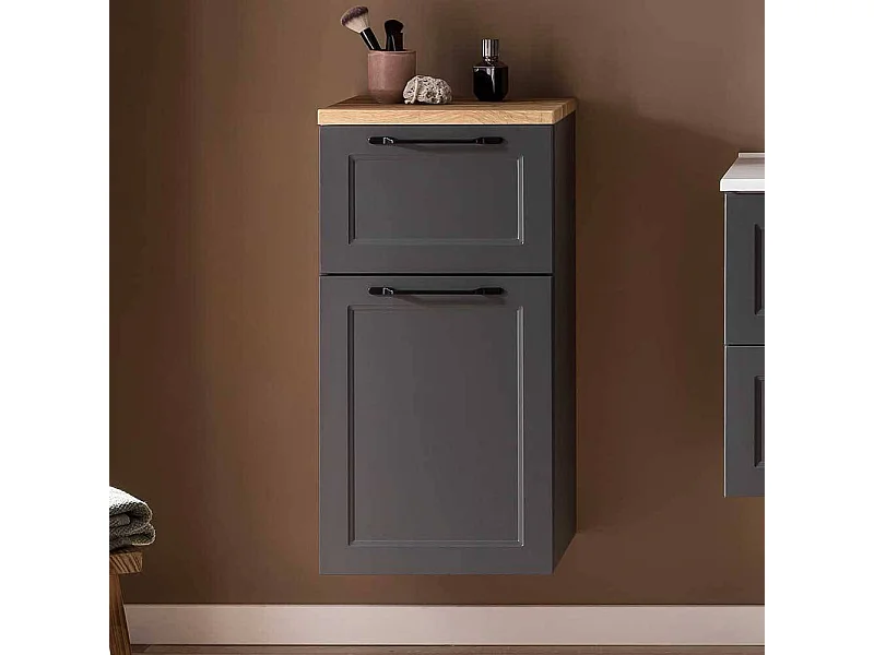 Badschrank Badezimmerschrank mit Holzwerkstofftür und Metallgriffen