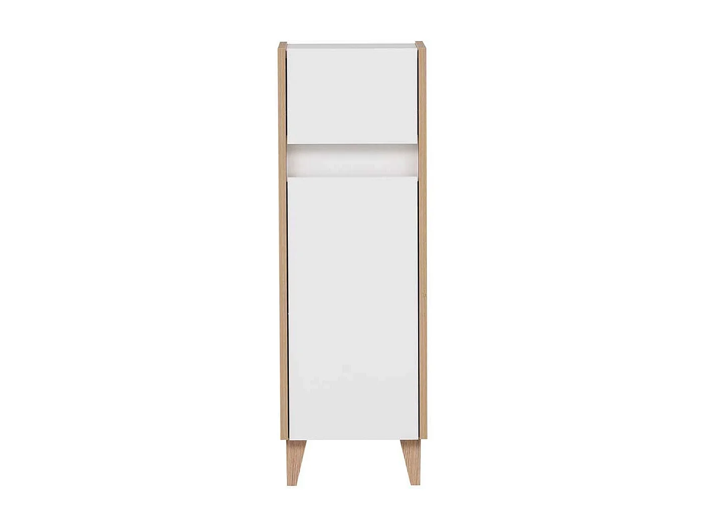 Badezimmer Unterschrank in Weiß und Eiche hell Schublade und Tür