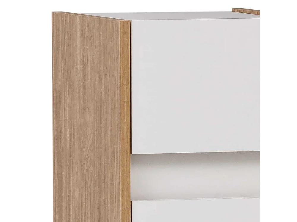 Badezimmer Unterschrank in Weiß und Eiche hell Schublade und Tür