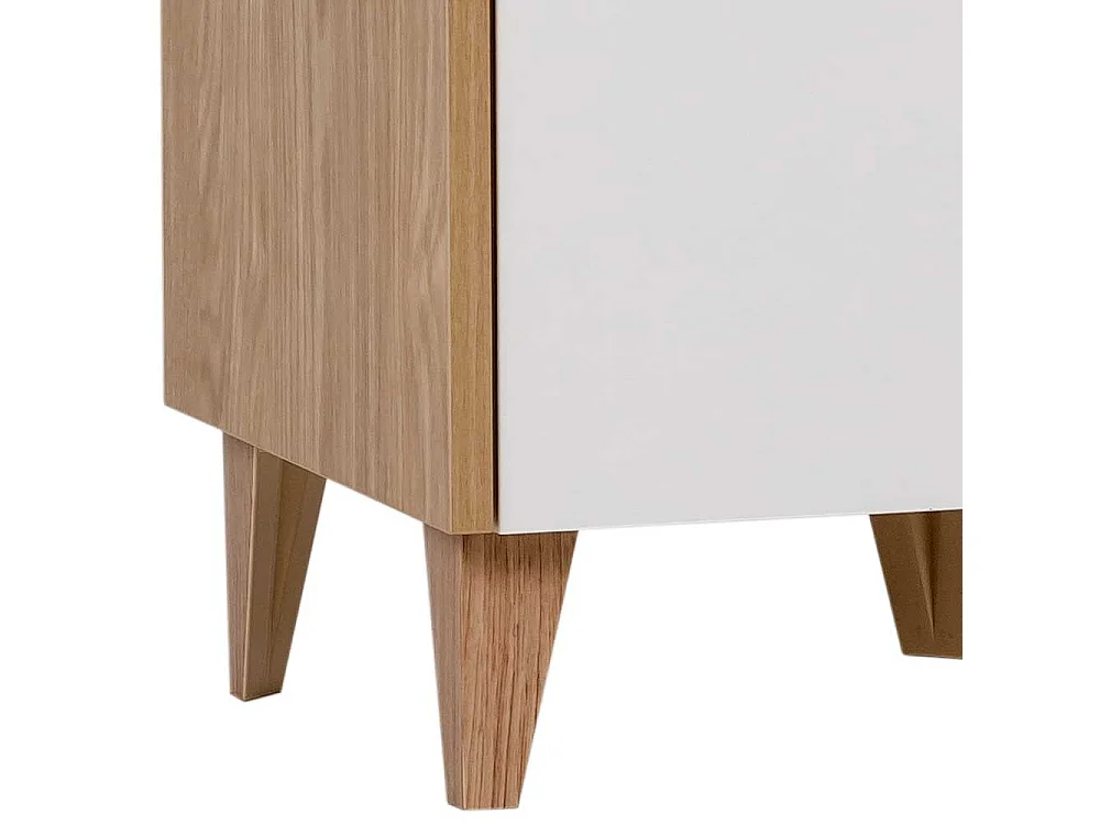 Badezimmer Unterschrank in Weiß und Eiche hell Schublade und Tür