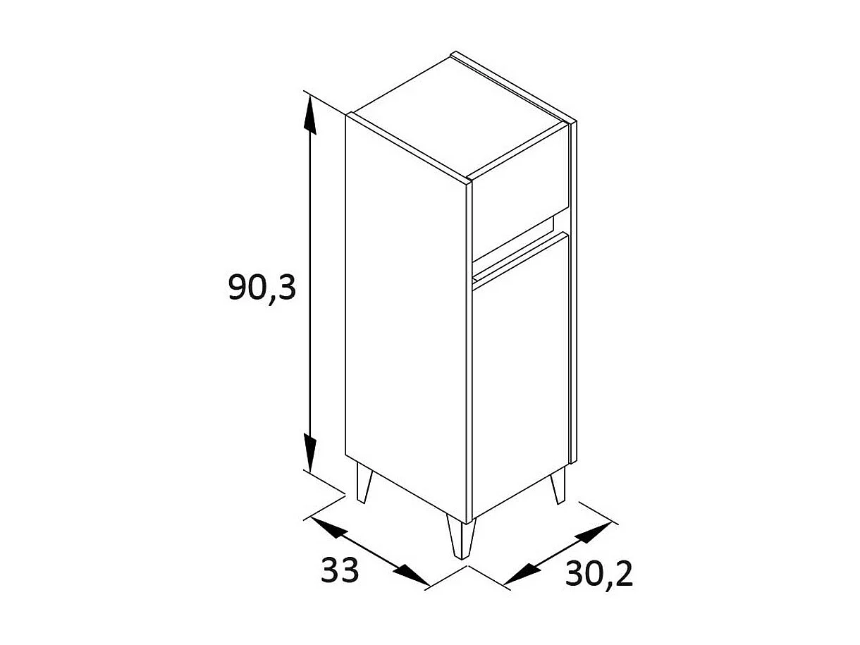 Badezimmer Unterschrank in Weiß und Eiche hell Schublade und Tür