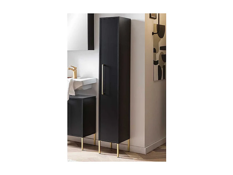 Badseitenschrank in Schwarz und Goldfarben Made in Germany