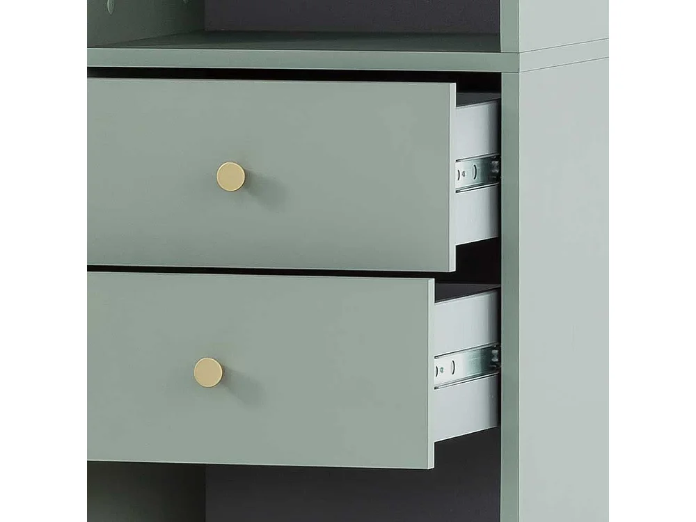 Badezimmer Hochschrank in Graugrün Goldfarben