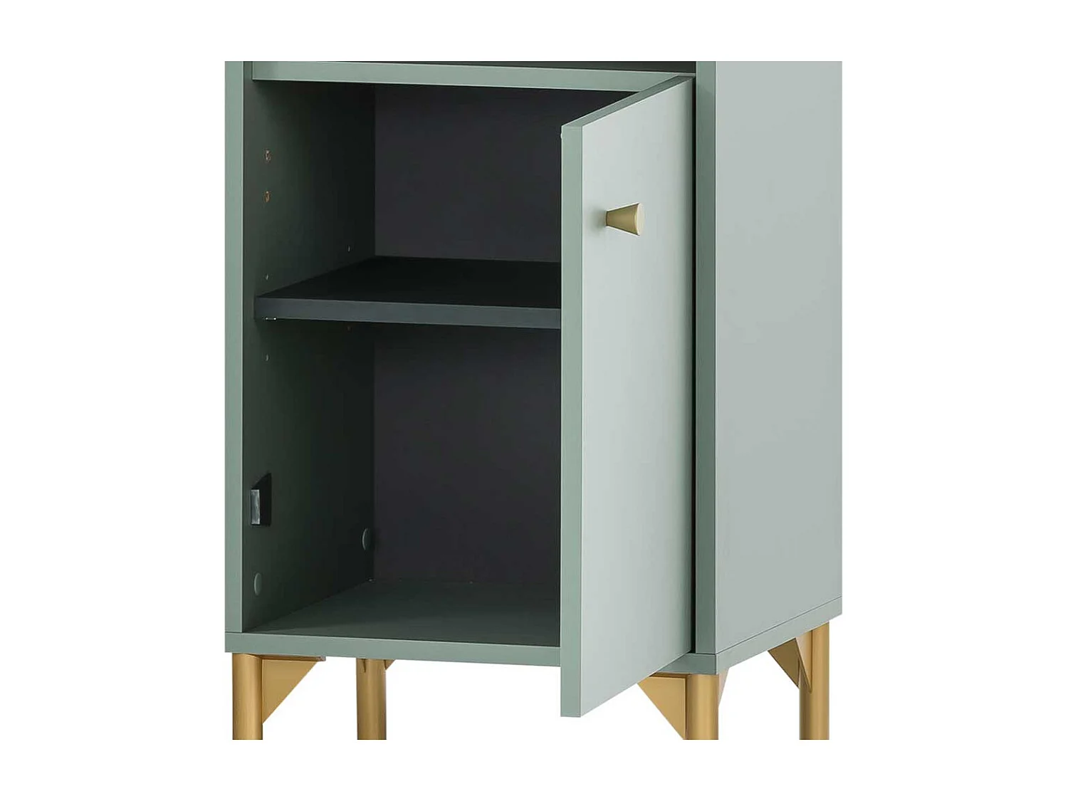 Badezimmer Hochschrank in Graugrün Goldfarben