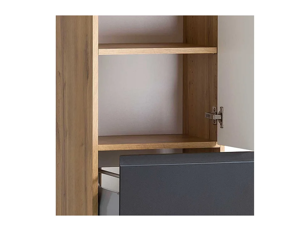 Moderner Badseitenschrank in Wildeichefarben Dunkelgrau