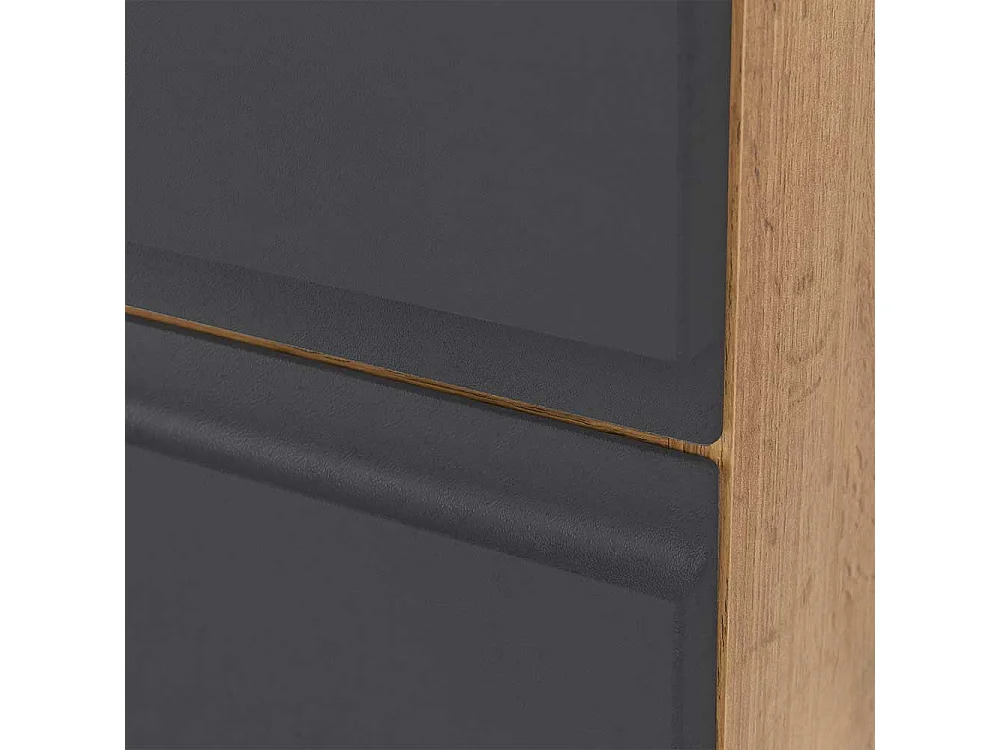 Moderner Badseitenschrank in Wildeichefarben Dunkelgrau