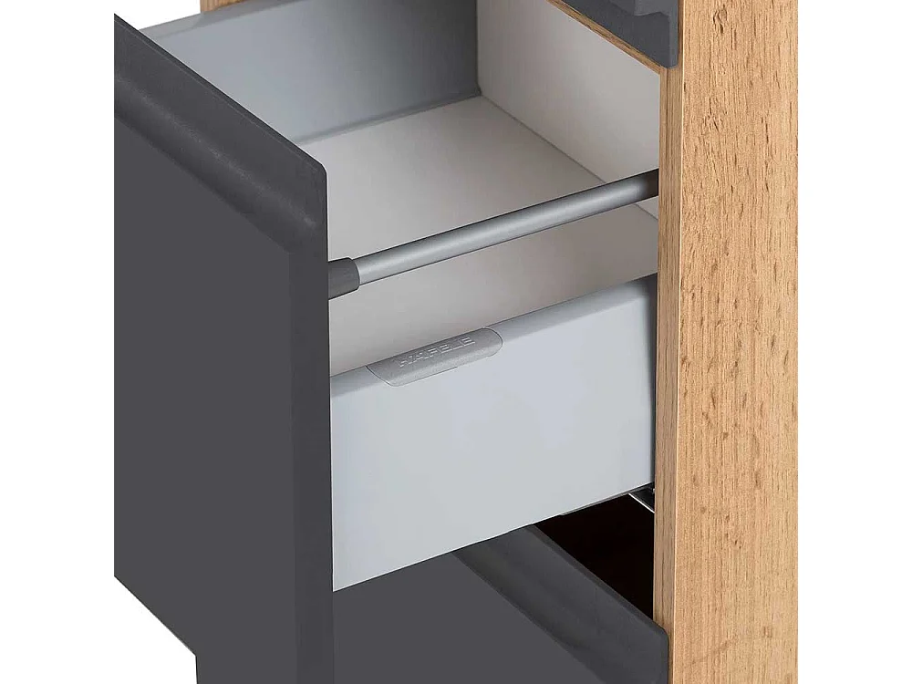 Moderner Badseitenschrank in Wildeichefarben Dunkelgrau