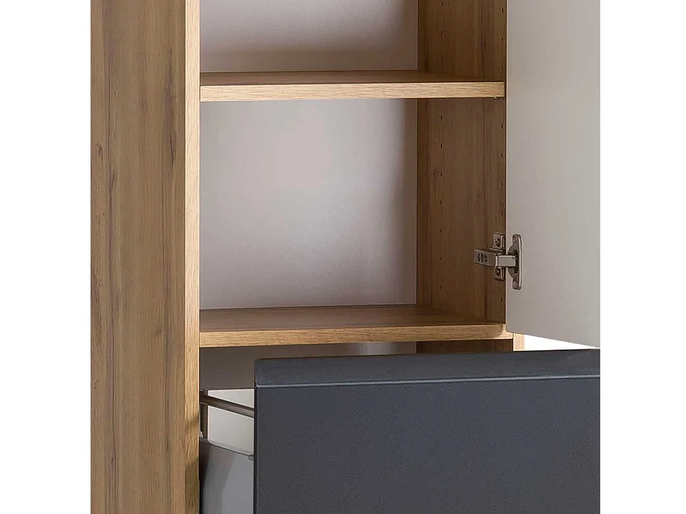 Moderner Badseitenschrank in Wildeichefarben Dunkelgrau