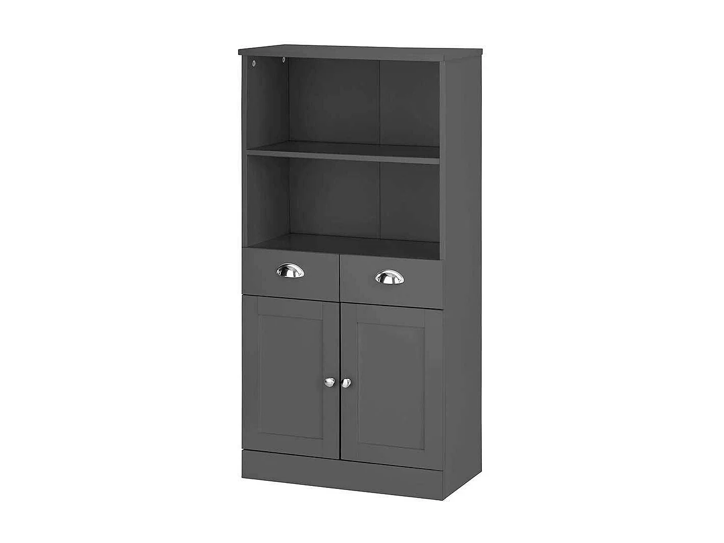 Badezimmer Schrank in Grau mit Türen und Schubkästen