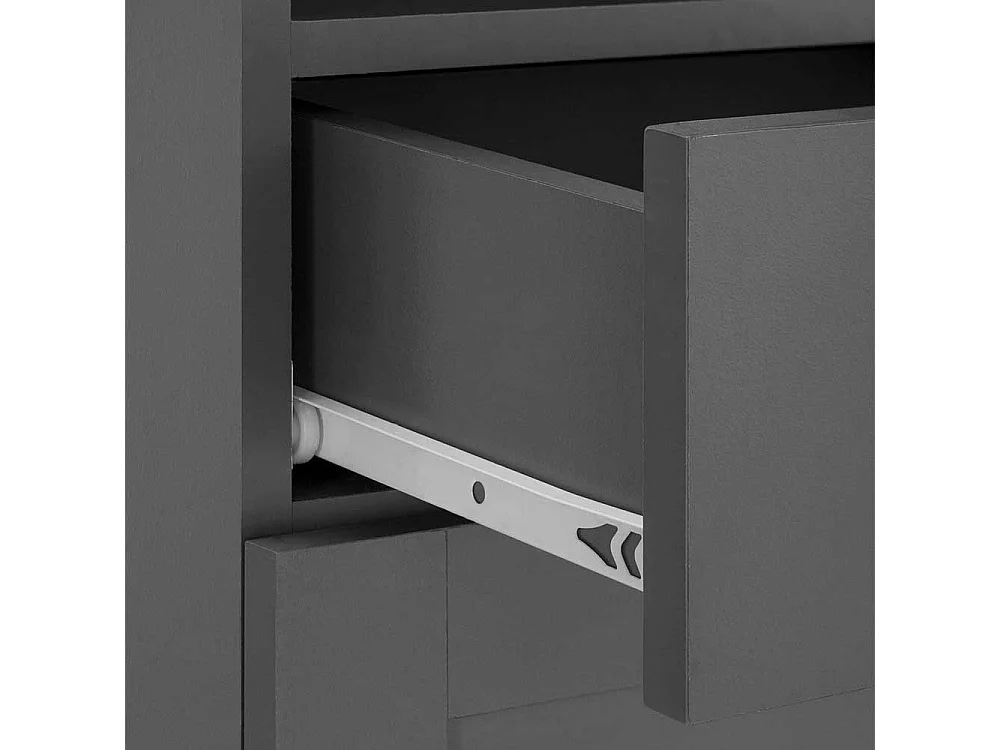 Badezimmer Schrank in Grau mit Türen und Schubkästen