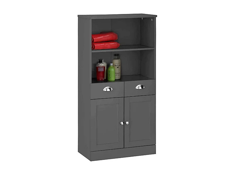 Badezimmer Schrank in Grau mit Türen und Schubkästen