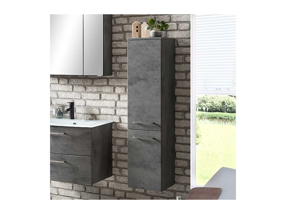 Bad Hochschrank in Dunkelgrau 135 cm hoch