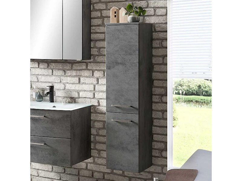 Bad Hochschrank in Dunkelgrau 135 cm hoch