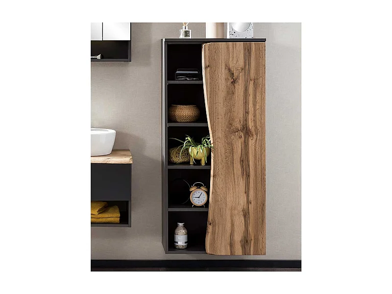 Badmidischrank mit Baumkante NB Wildeichefarben Landhausstil