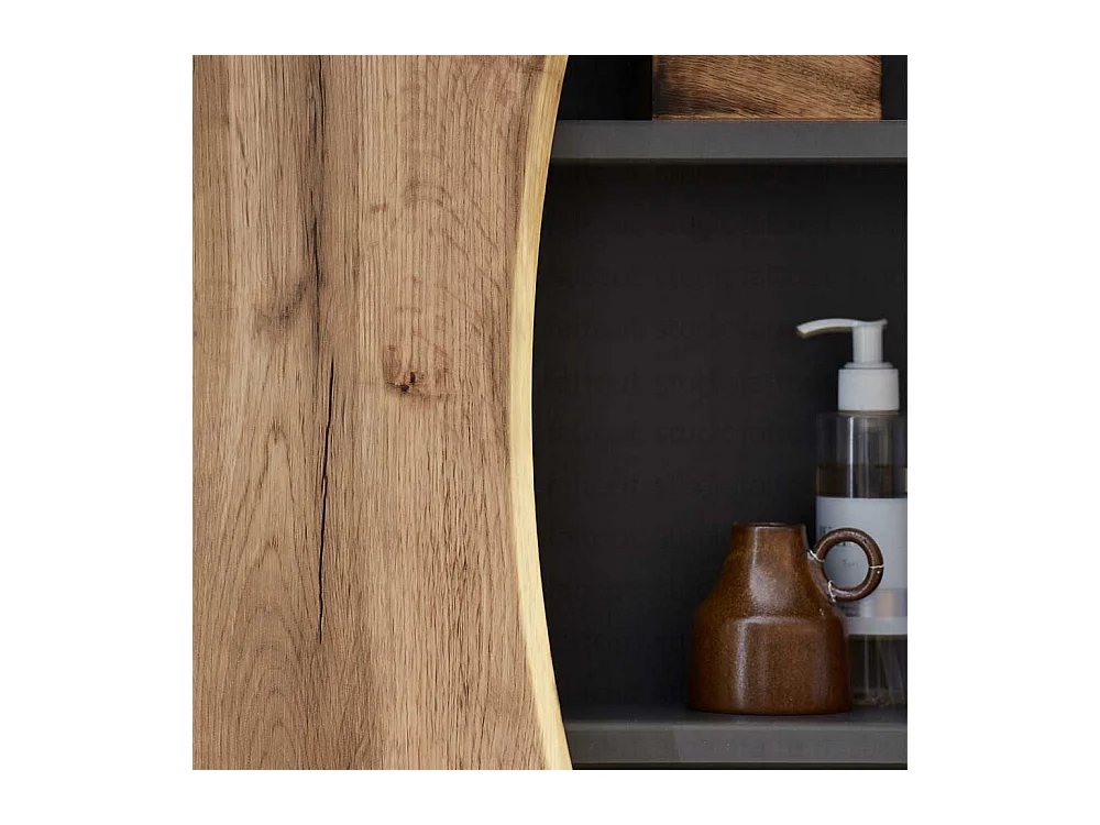 Badmidischrank mit Baumkante NB Wildeichefarben Landhausstil