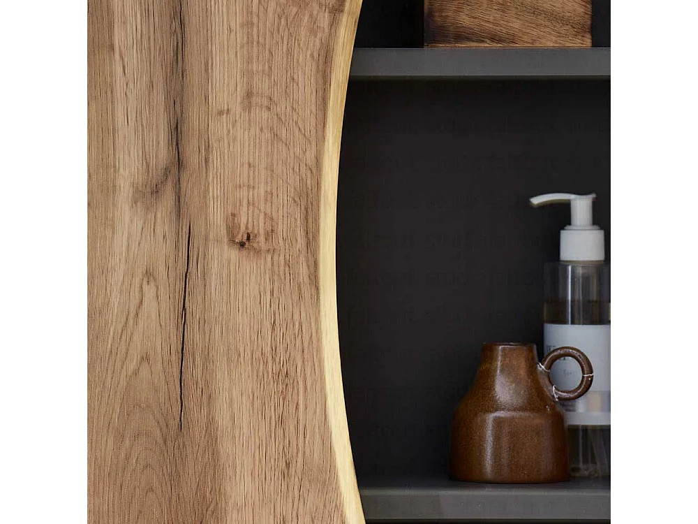 Badmidischrank mit Baumkante NB Wildeichefarben Landhausstil