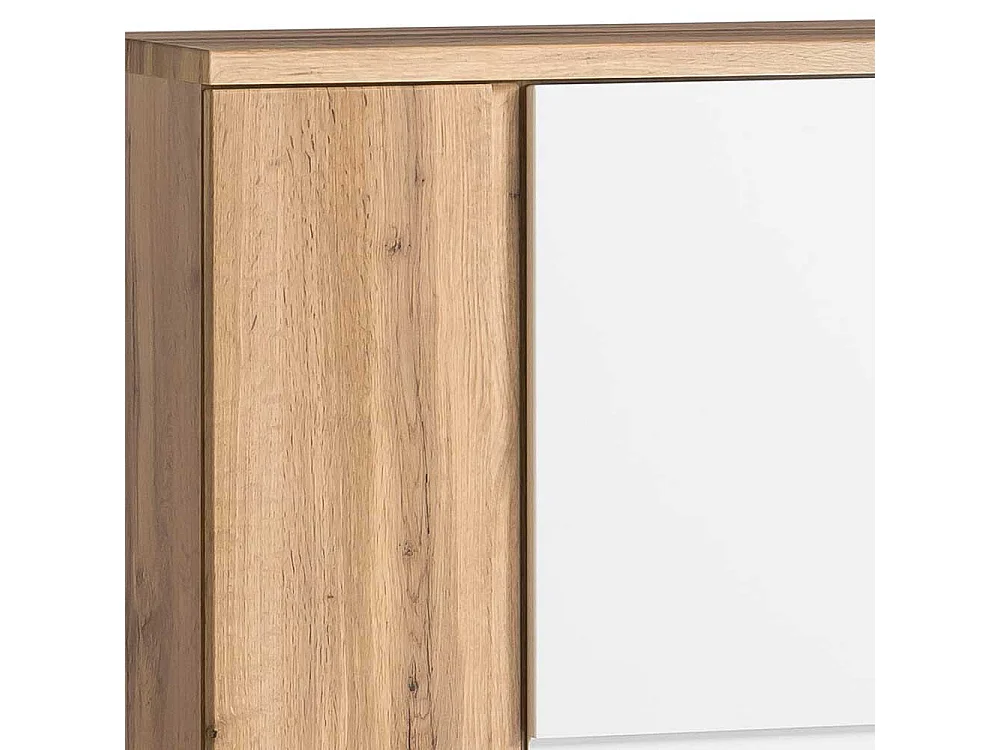 Midischrank in Wildeichefarben und Weiß Badmöbel