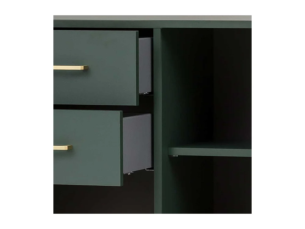 Badezimmer Schrank in Dunkelgrün und Goldfarben Skandi Design