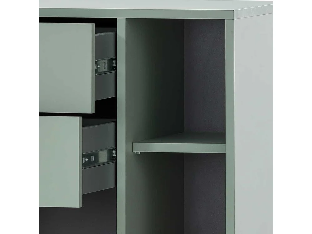 Badseitenschrank in Graugrün und Goldfarben Made in Germany