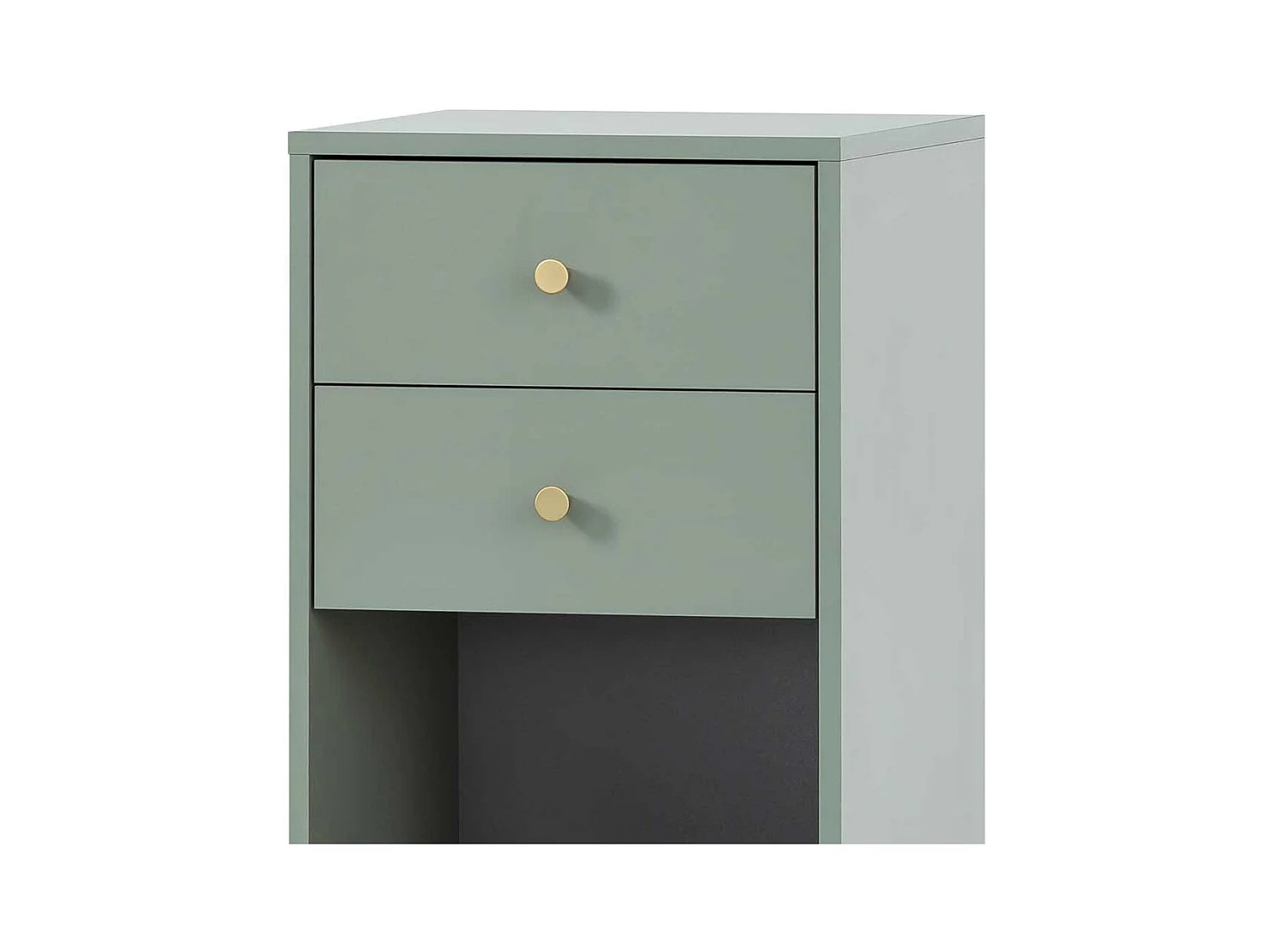 Midibadschrank in modernem Design Graugrün und Goldfarben