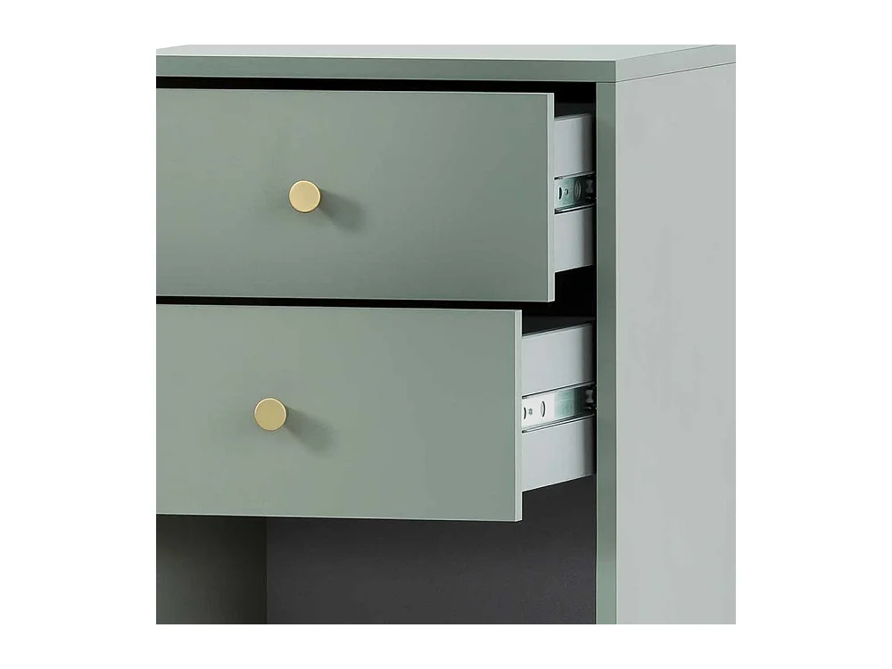 Midibadschrank in modernem Design Graugrün und Goldfarben