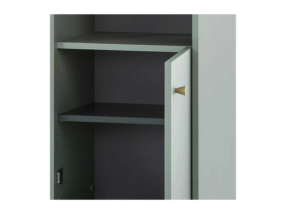 Midibadschrank in modernem Design Graugrün und Goldfarben