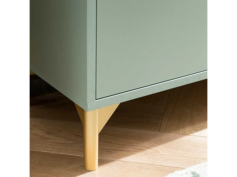 Midibadschrank in modernem Design Graugrün und Goldfarben