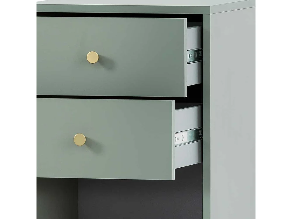 Midibadschrank in modernem Design Graugrün und Goldfarben