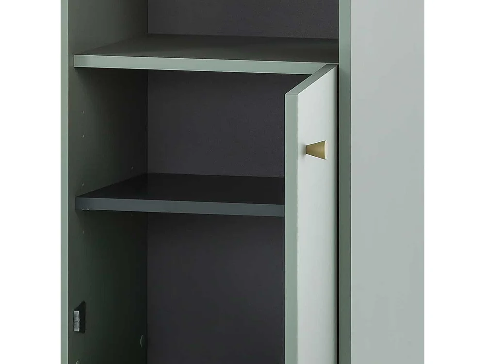 Midibadschrank in modernem Design Graugrün und Goldfarben