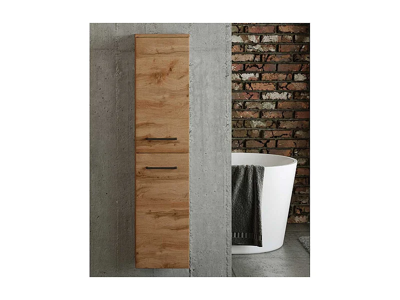 Badmidischrank 2 Türen in Wildeichefarben 135 cm hoch