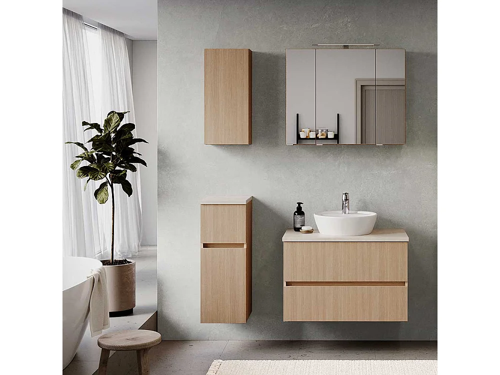 Badezimmerschrank Badschrank mit Metallauszug und Drehtür