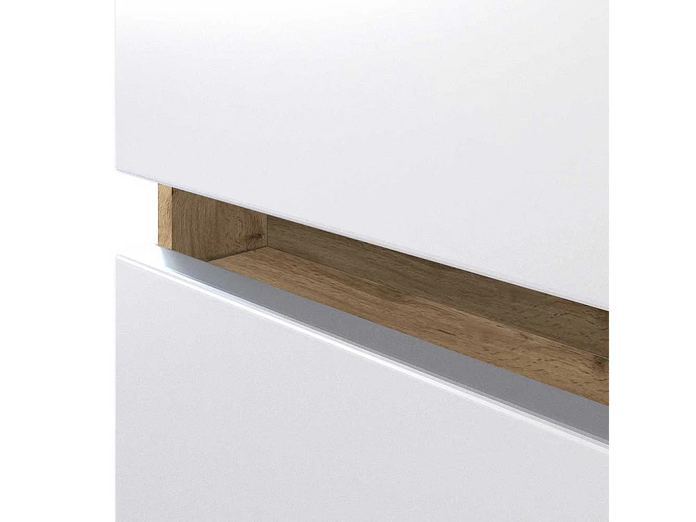 Badezimmer Seitenschrank in Weiß und Wildeiche Optik 135 cm hoch