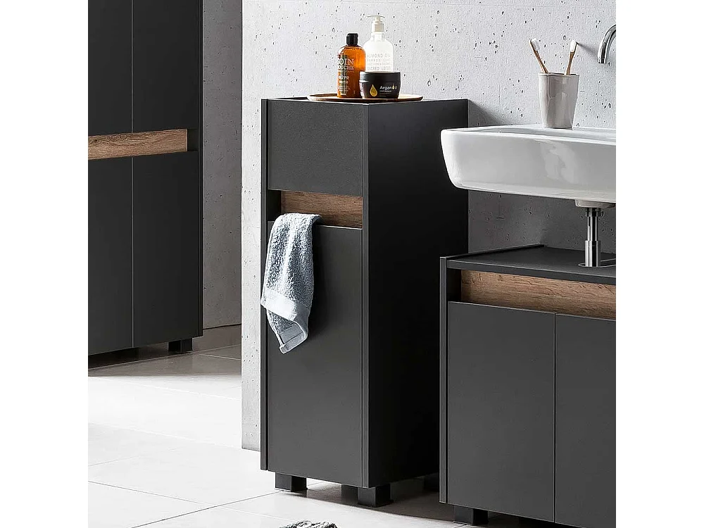 Bad Unterschrank in Anthrazit und Wildeiche Optik 85 cm hoch