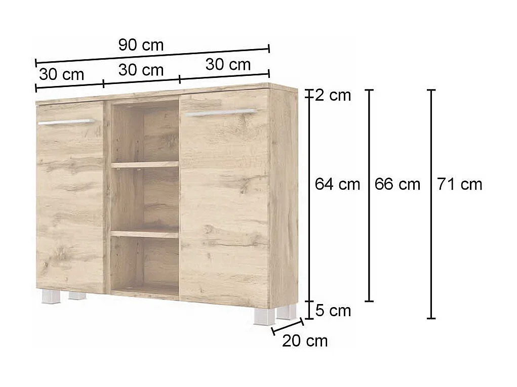 Sidboard für Badezimmer Wildeichefarben
