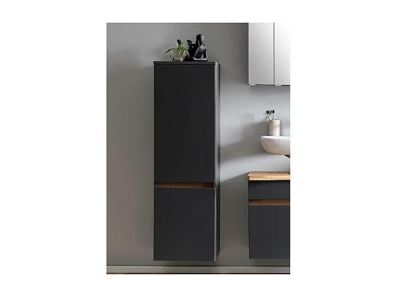 Seitenschrank für Badezimmer in Dunkelgrau Wildeichefarben
