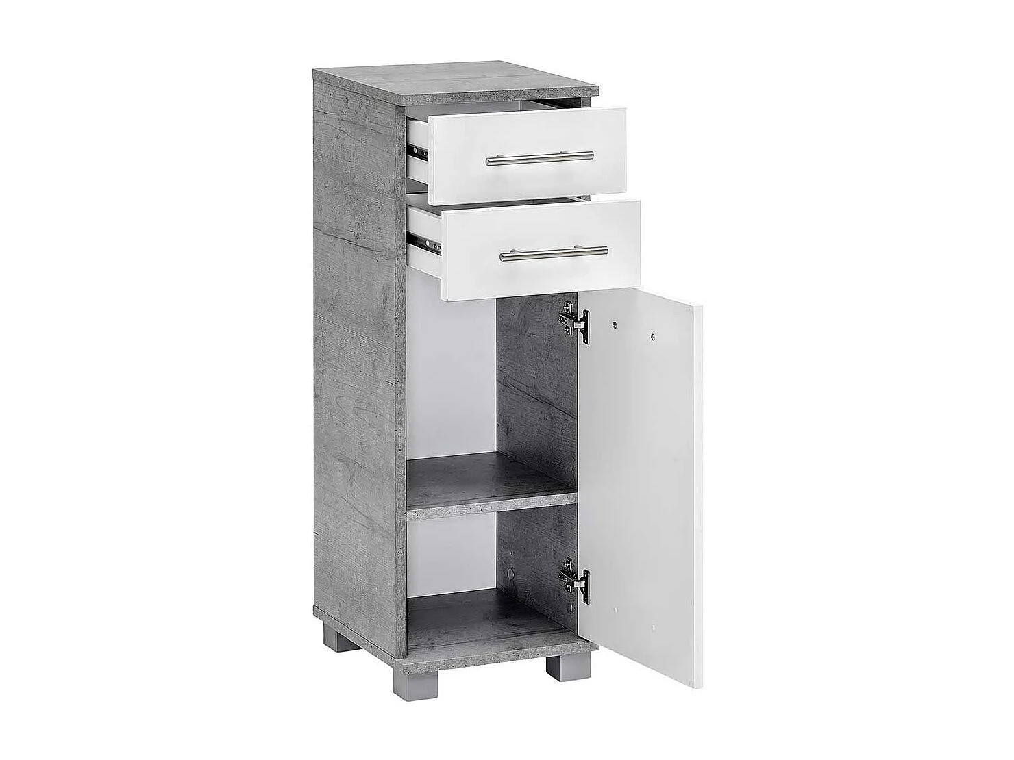 Badezimmer Unterschrank in Weiß Steinoptik Grau