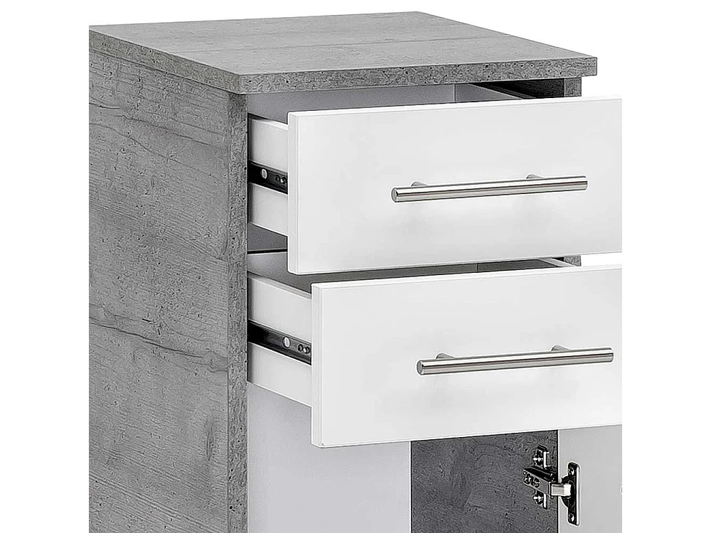 Badezimmer Unterschrank in Weiß Steinoptik Grau