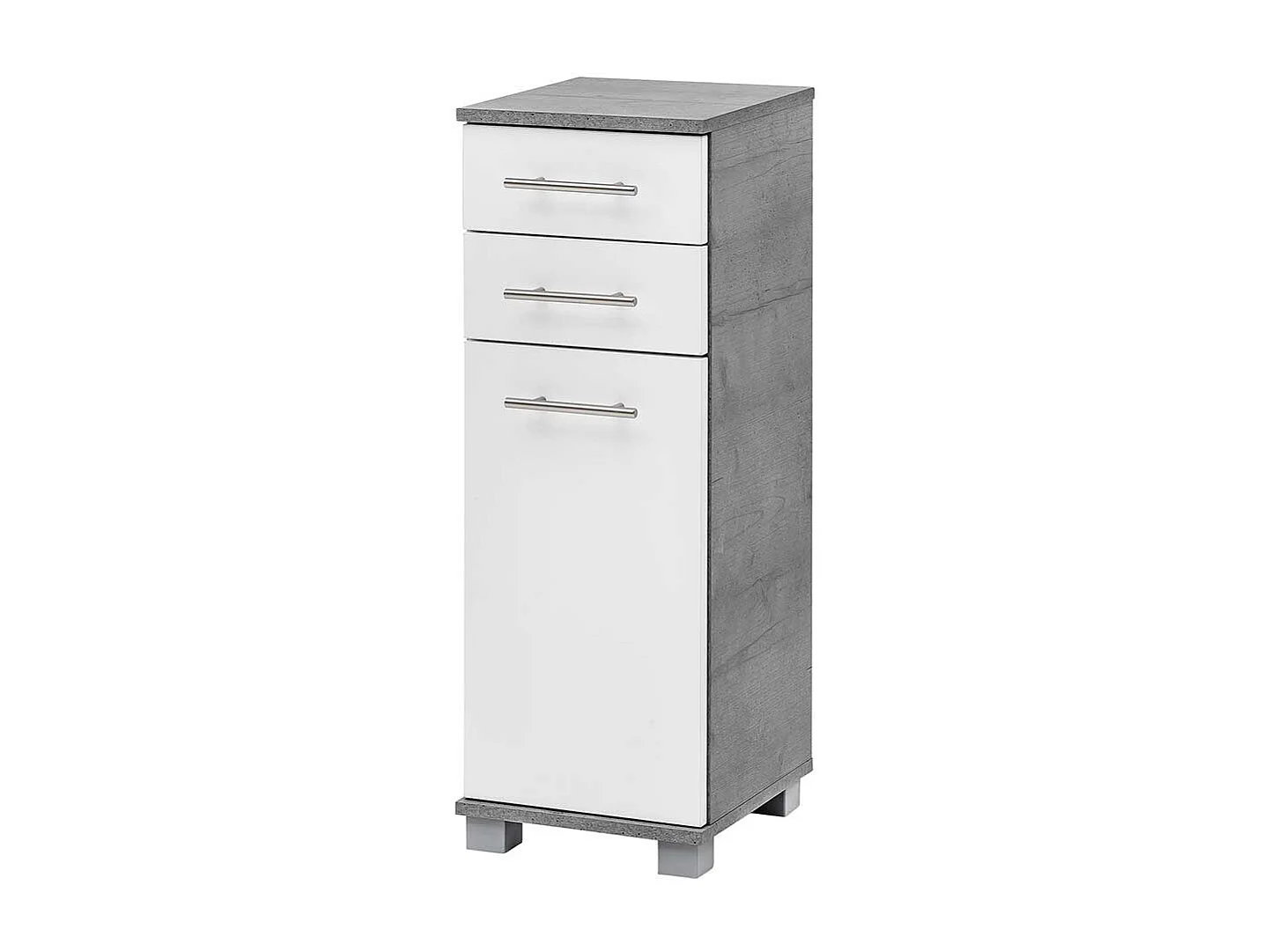 Badezimmer Unterschrank in Weiß Steinoptik Grau