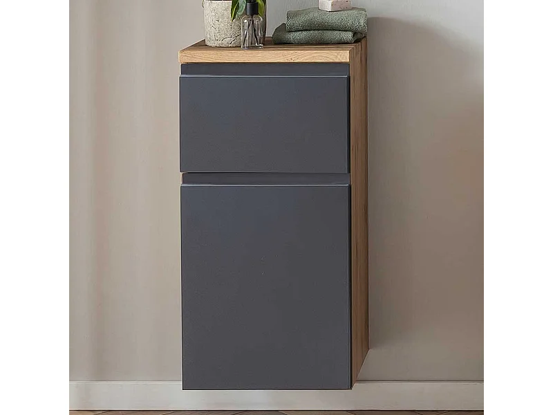 Badezimmerkommode hängend in Wildeichefarben Dunkelgrau