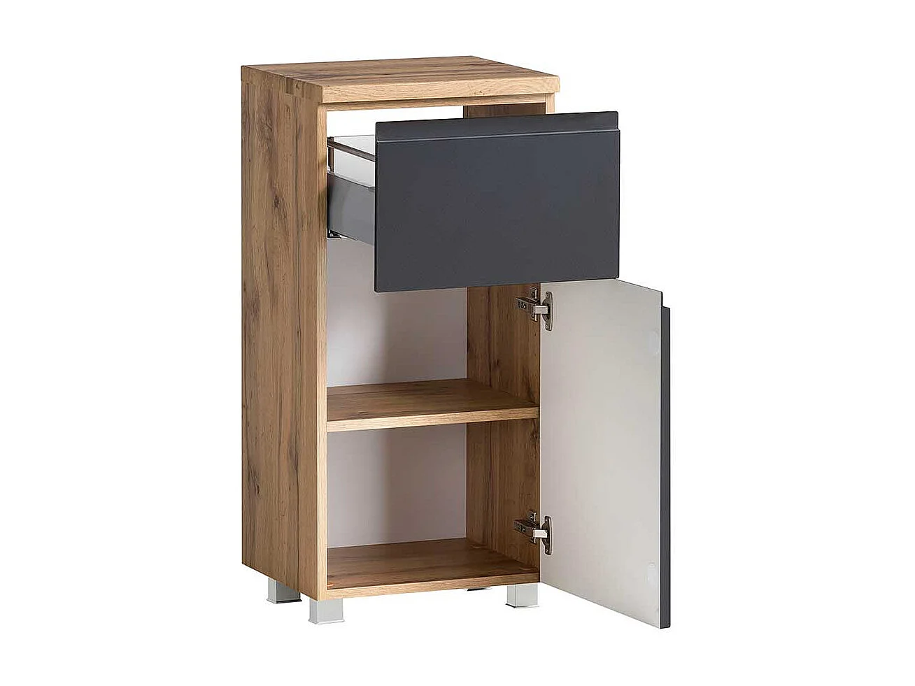 Badezimmerkommode hängend in Wildeichefarben Dunkelgrau