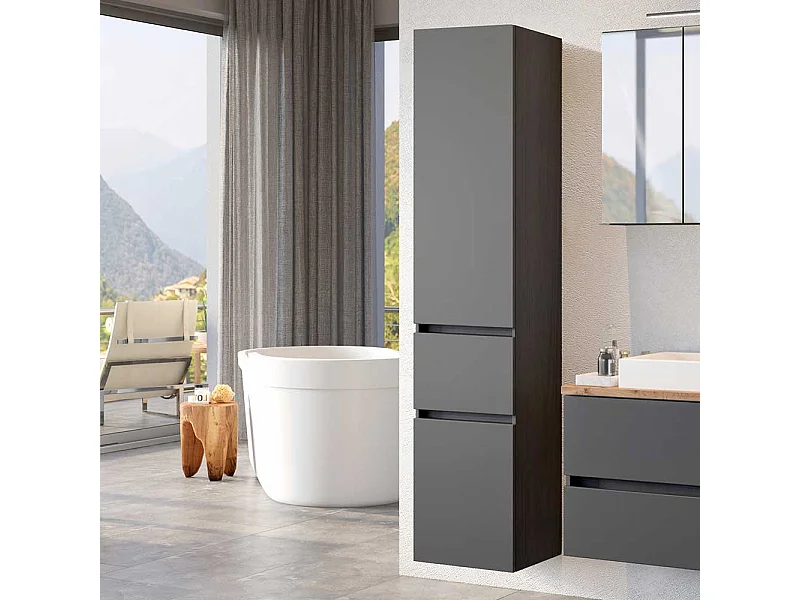 Bad Hochschrank in Dunkelgrau 180 cm hoch