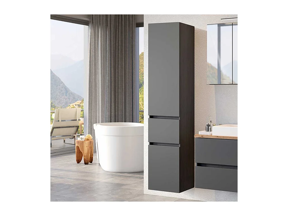 Bad Hochschrank in Dunkelgrau 180 cm hoch