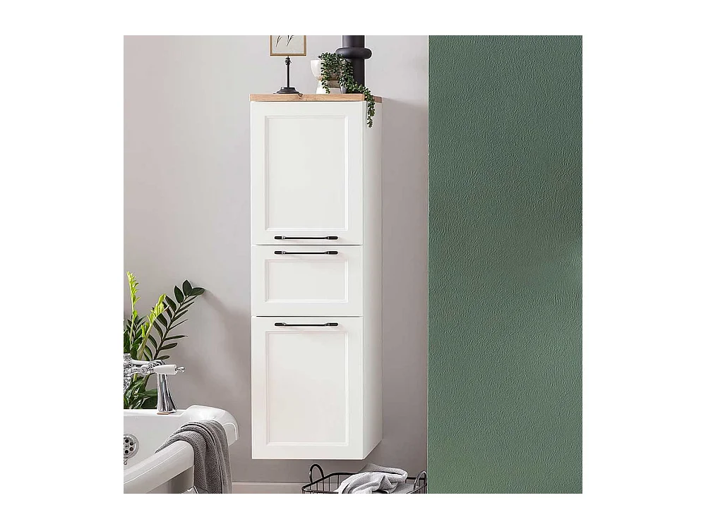 Badhochschrank Badezimmerhochschrank in Wildeichefarben mit Metallgriffen