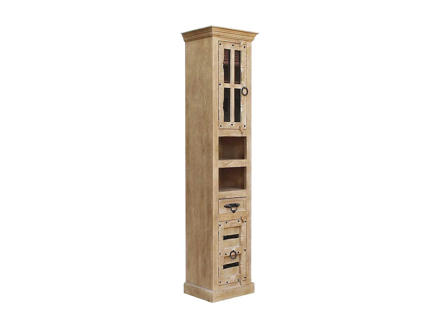 Bad Hochschrank aus Mangobaum Massivholz Shabby Chic Stil