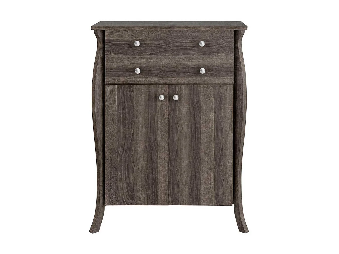 Badezimmer Kommode in Eiche Grau zwei Schubladen und Türen