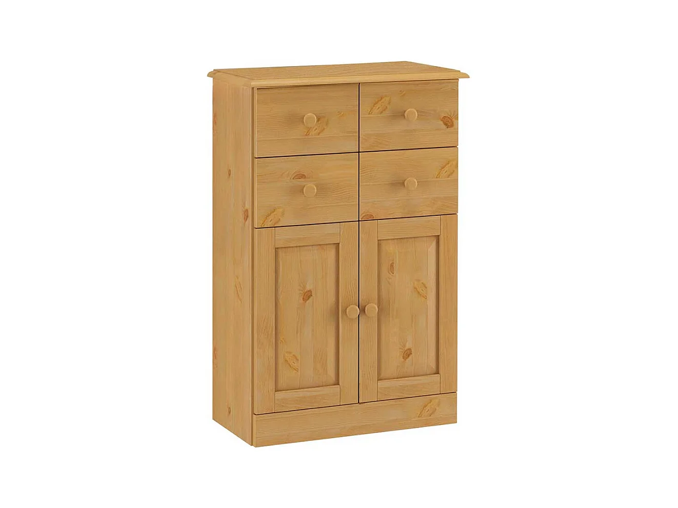 Kommode Badezimmerkommode aus Massivholz mit Drehtüren