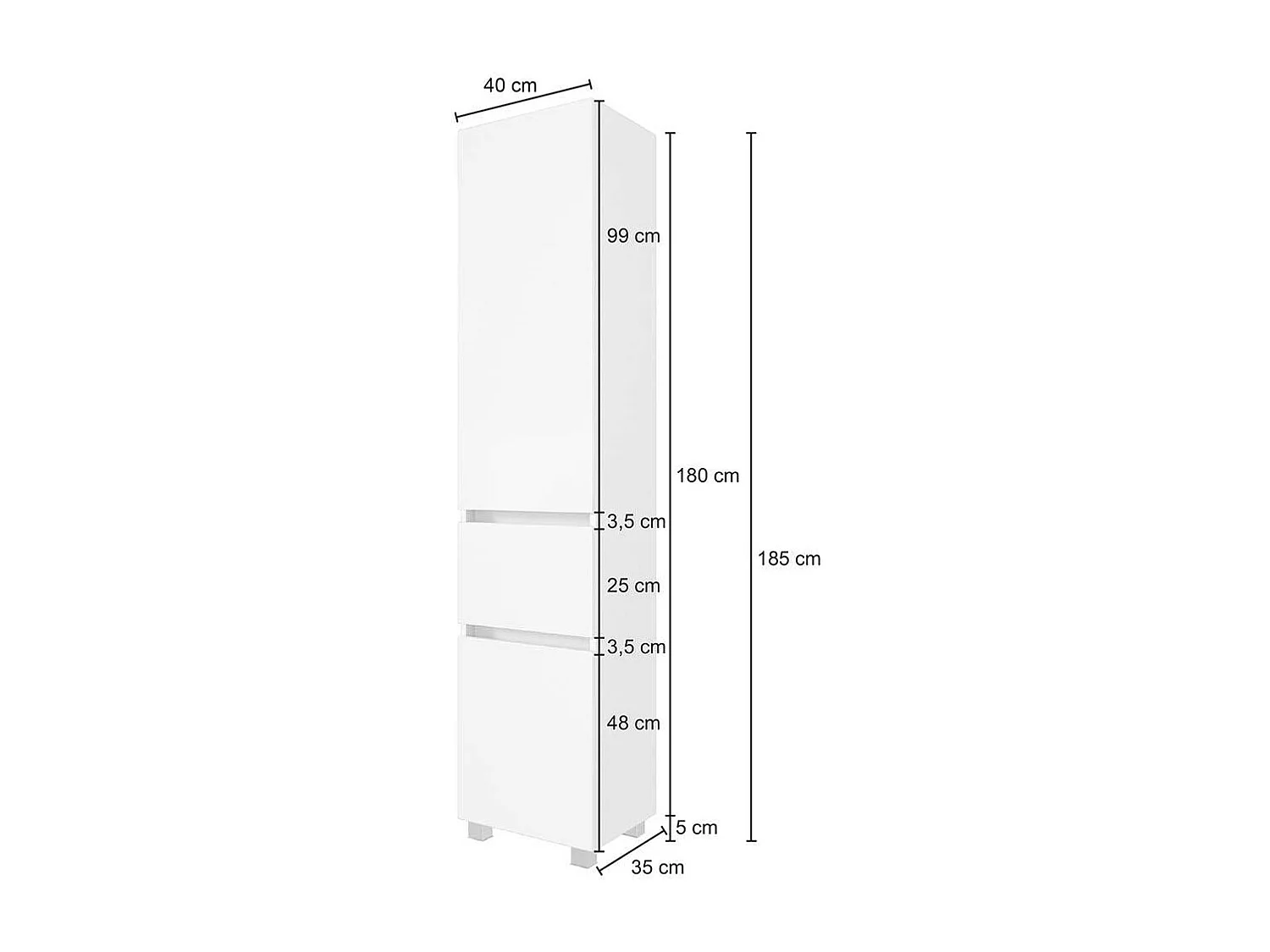 Badezimmer Schrank in Weiß 185 cm hoch