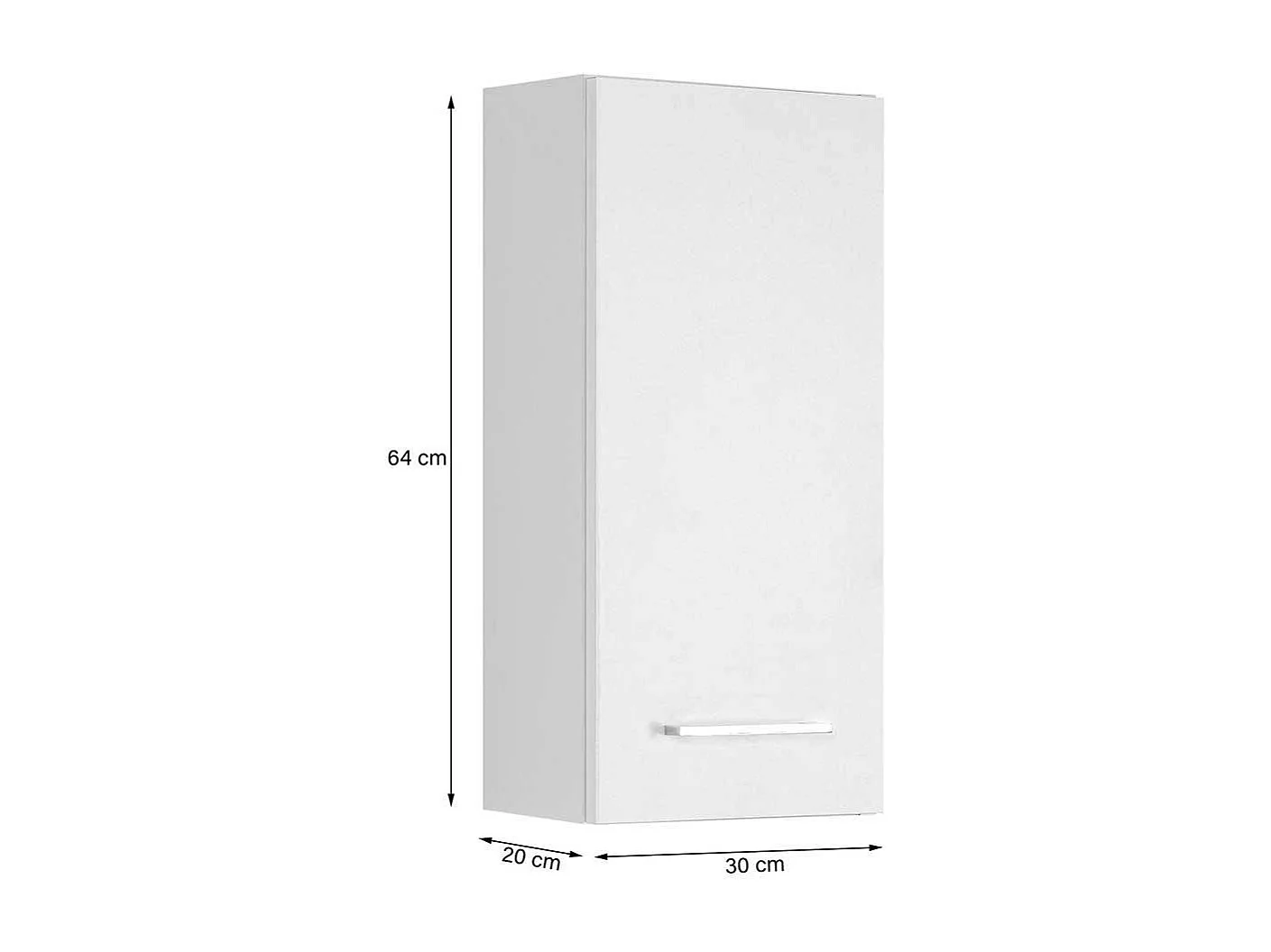 Weißer Bad Hängeschrank 30 cm breit 1-türig