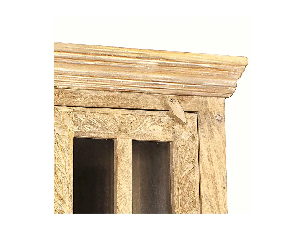 Bad Midischrank aus Mangobaum Massivholz Sandfarben handgearbeitet