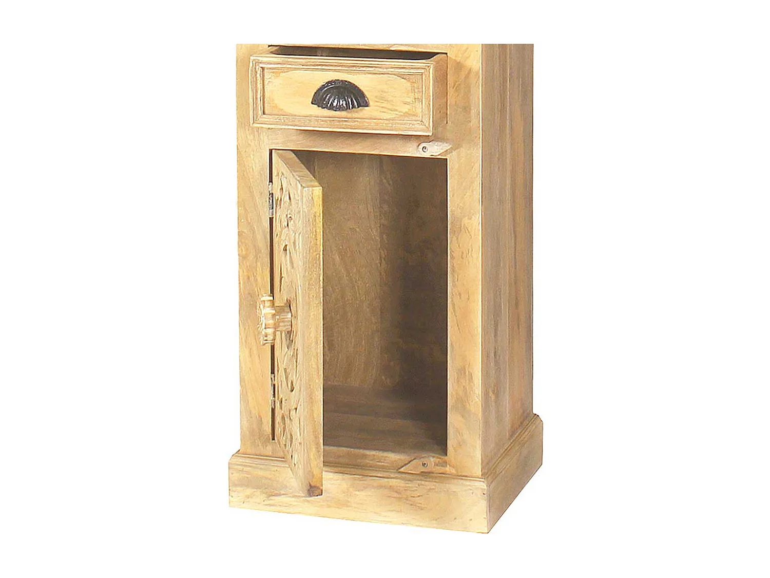 Bad Midischrank aus Mangobaum Massivholz Sandfarben handgearbeitet